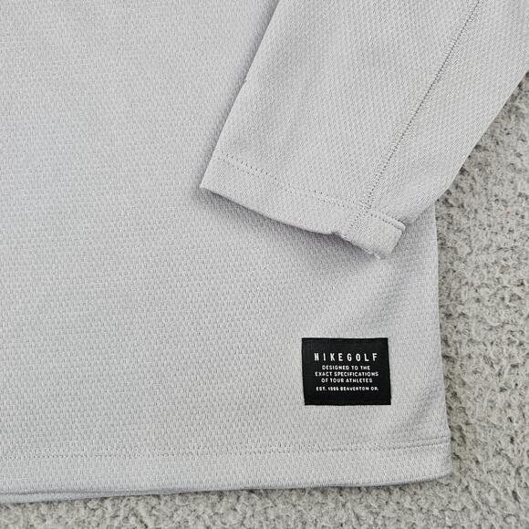 Nike Golf Dri-Fit 1/4‎ Zip Pullover Men Large Gray Black Long Sleeve Mock Neck - Picture 3 of 9